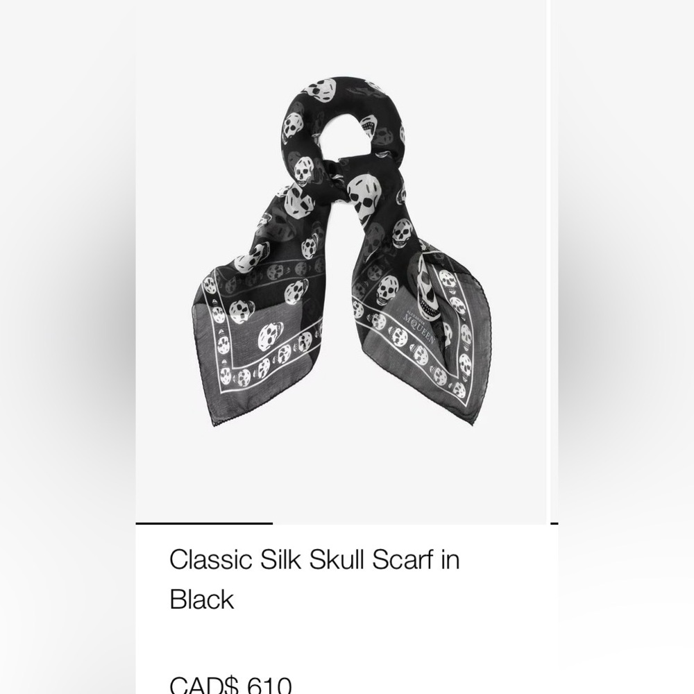 Alexander McQueen Black and White Skull Silk Scarf